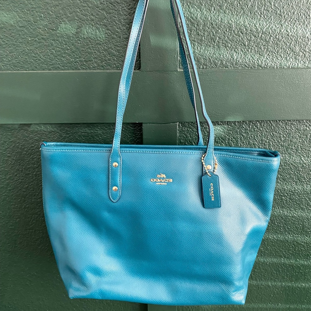 Teal Coach Leather Bag